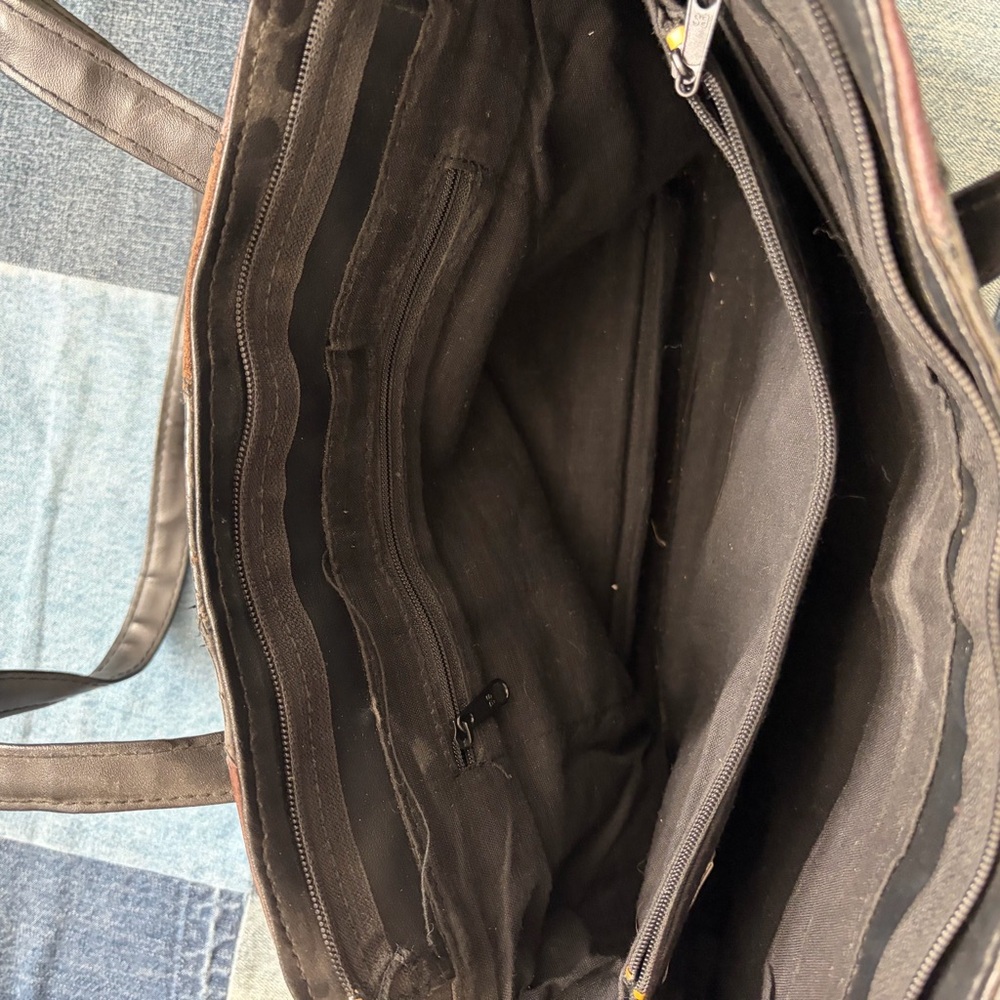 patchwork leather shoulder bag boho suede jewel t… - image 8